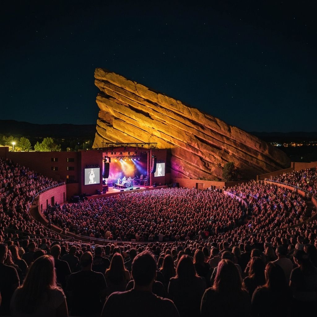 Red Rocks Amphitheatre at night during a concert